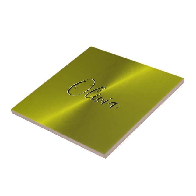 Yellow shiny faux metal  tile (Side)