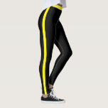 Yellow Side Stripe Black Leggings or Choose Colour<br><div class="desc">Custom Colours - Sports Yellow Side Stripe Black Leggings - MIGNED Design - or Choose / Add Your Stripe and Leggings Colours !</div>