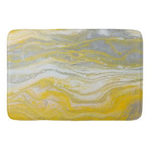 Yellow & Silver Abstract Bath Mat