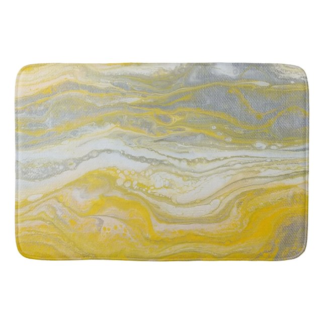 Yellow & Silver Abstract Bath Mat (Front)