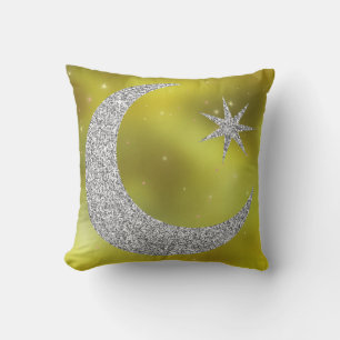 Yellow & Silver Celestial Throw Pillow