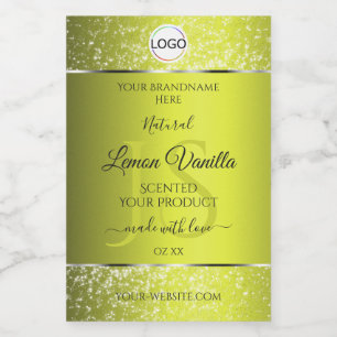 Yellow Silver Logo Initials Glitter Product Labels