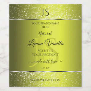 Yellow Silver with Glitter Initials Product Labels
