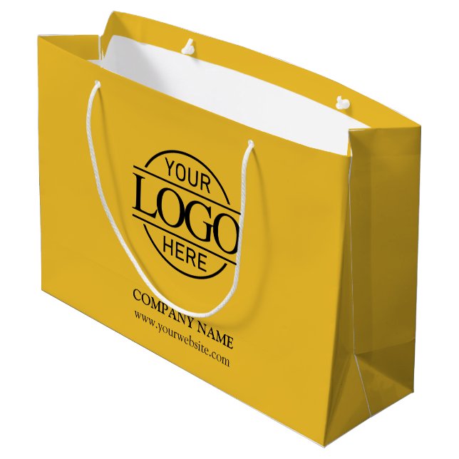 Yellow Simple Branded Business Logo Promotional Large Gift Bag (Back Angled)
