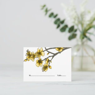 Yellow Simple Cherry Blossoms Place Cards