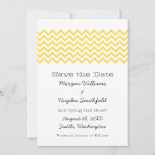 Yellow Simple Chevron Save the Date Invite