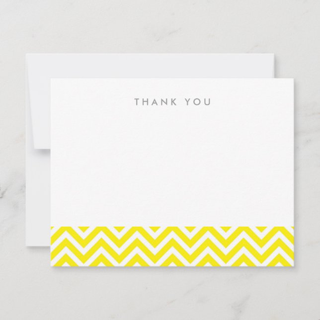Yellow Simple Chevron Thank You Note Cards (Front)