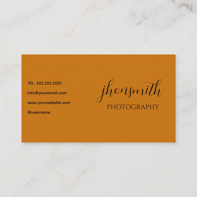 Yellow Simple Creative Photo Shoot Business Card (Back)