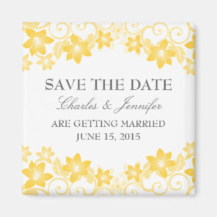 Yellow Simple Floral Save the Date Magnet