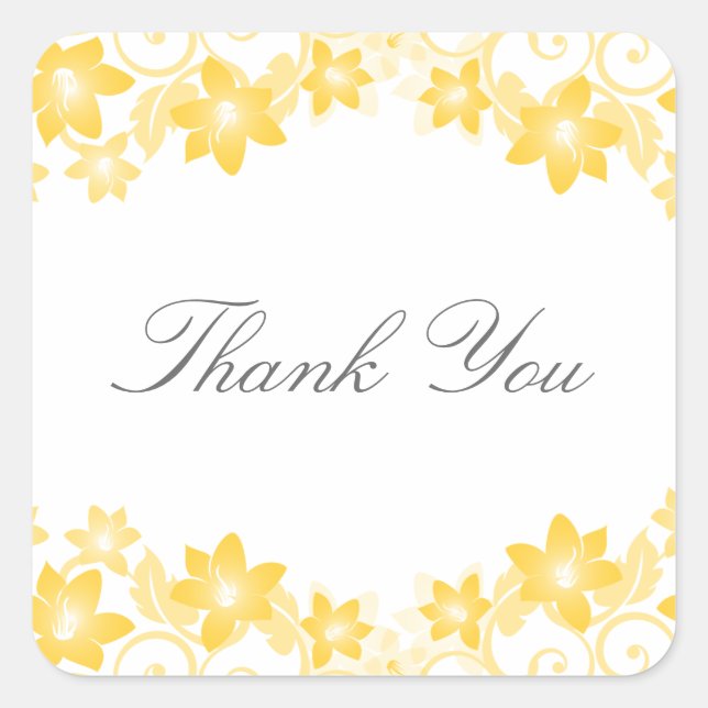 Yellow Simple Floral Thank You Stickers (Front)
