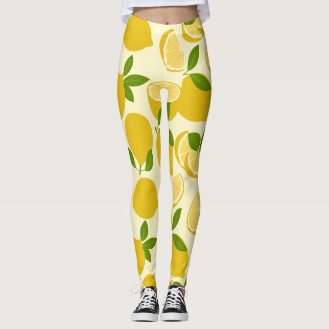 Yellow Simple Lemon Pattern Legging (Front)