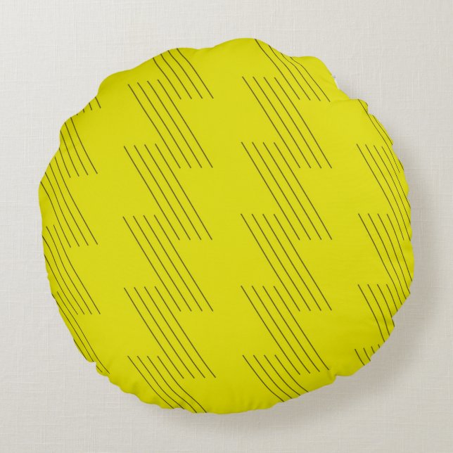Yellow, simple, modern, bold, trendy graphic round pillow (Back)