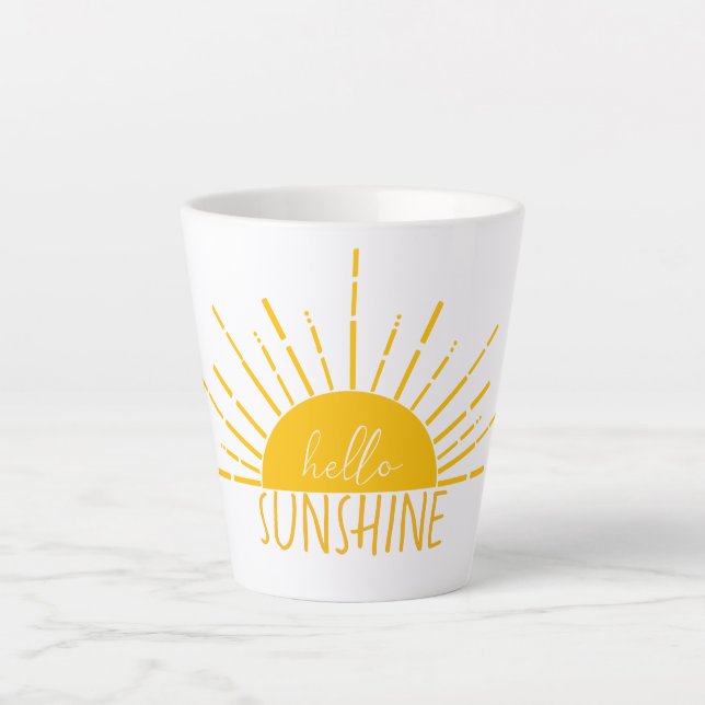 Yellow Simple Modern Hello Sunshine    Latte Mug (Front)