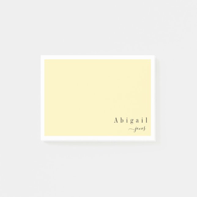 Yellow Simple Script personalized Stationery Post-it Notes (Front)