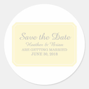 Yellow Simply Elegant Save the Date Classic Round Sticker