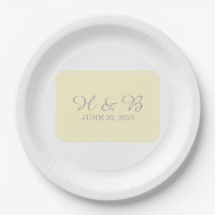 Yellow Simply Elegant Wedding Paper Plate