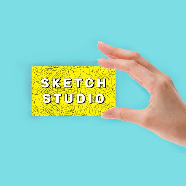 Yellow Sketch Embossed hand-drawn Line Business Card (Yellow Sketch Embossed hand-drawn Line Business Card)