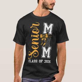 Yellow Sketll Bow Senior Mom Cl Of 2026 Graduation T-Shirt