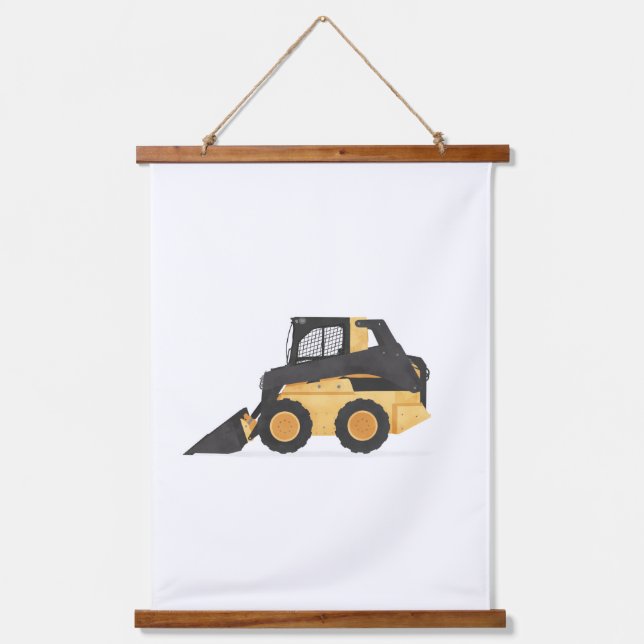 Yellow Skid Steer Contruction Kids Room Decor Hanging Tapestry (Front)
