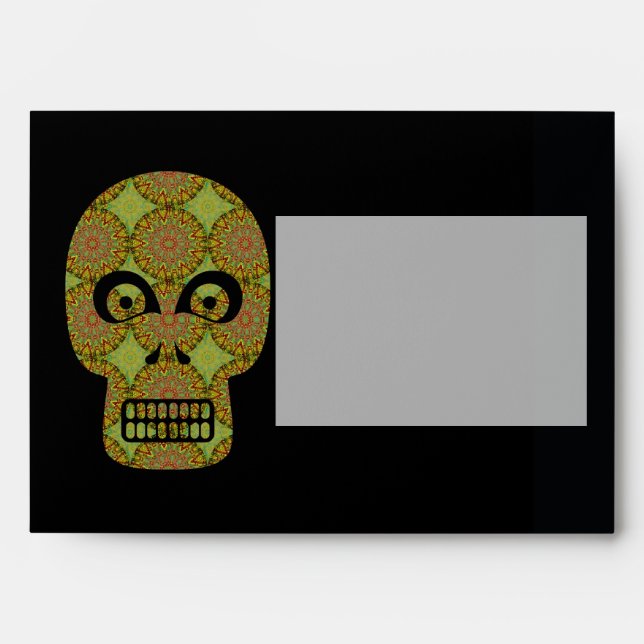 Yellow Skull Fractal Pattern Envelopes (Front)