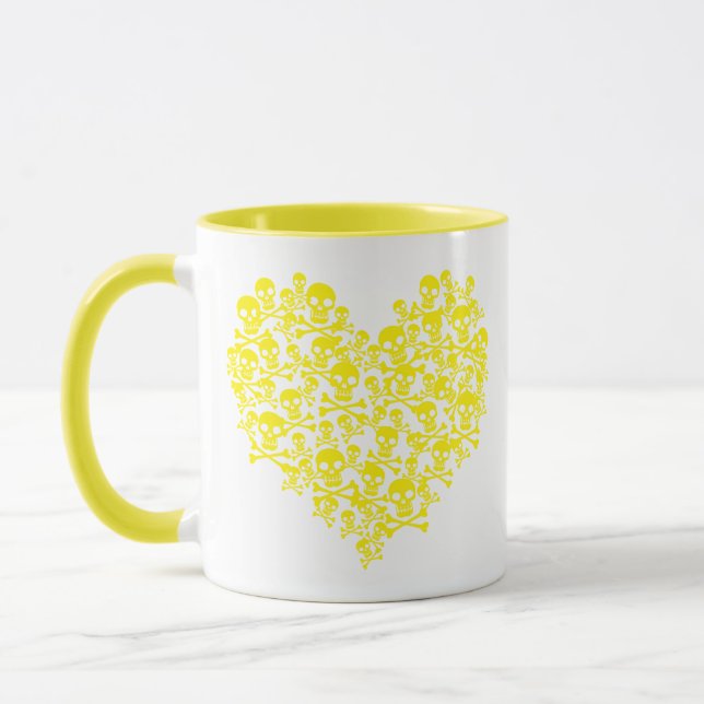 Yellow Skull Heart Mug (Left)