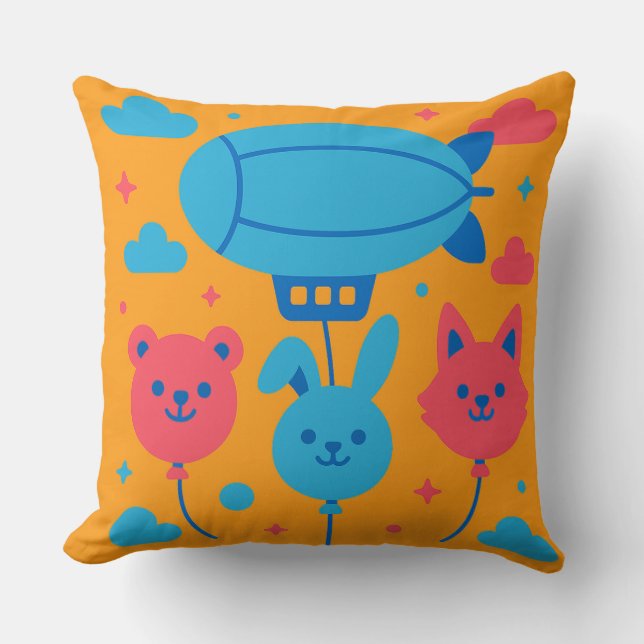 Yellow Sky Parade Throw Pillow (Front)