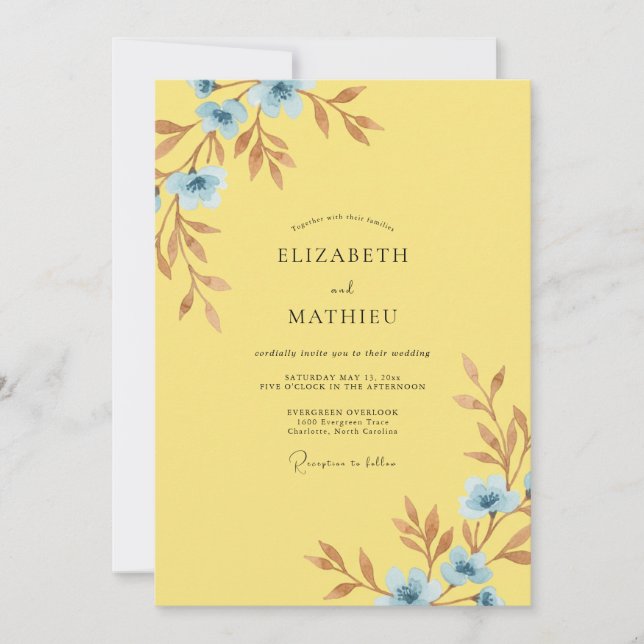 Yellow Sky Petal Wedding Invitation (Front)