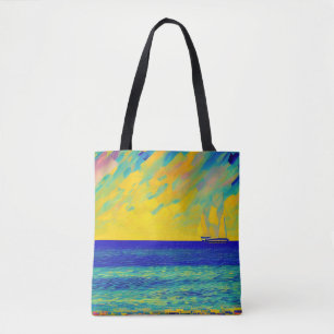 "Yellow Sky Race" Seascape Tote Bag