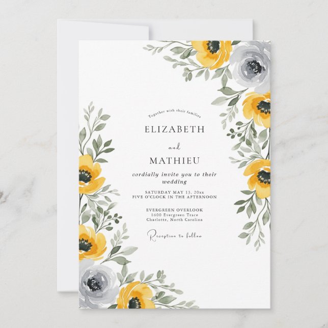 Yellow Slate Delicate Spring Wedding Invitation (Front)