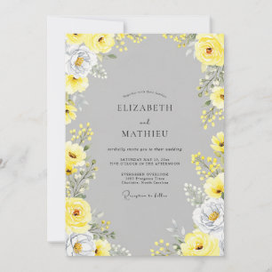 Yellow Slate Gray Refined Summer Wedding Invitation