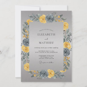 Yellow Slate Wreath Wedding Invitation