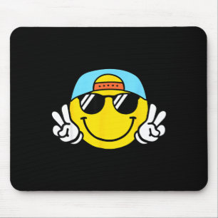 Yellow Smile Face Cute Checkered Peace Smiling Hap Mouse Pad