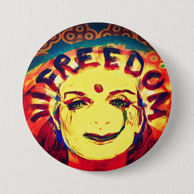 Yellow Smile Face for Freedom 3 Inch Round Button (Front)