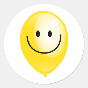 Yellow Smilie Balloon Classic Round Sticker