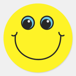 Yellow Smiling Emoji Face Classic Round Sticker