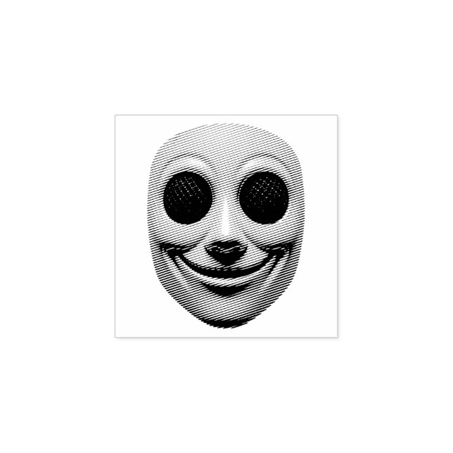 Yellow Smiling Mask Rubber Stamp (Imprint)