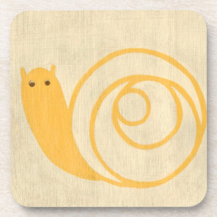 Yellow Snail on Cream Background Coaster