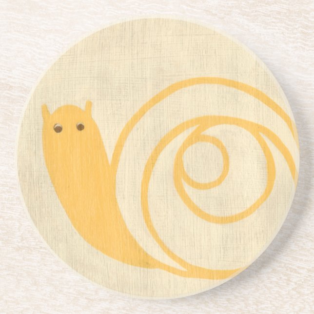 Yellow Snail on Cream Background Coaster (Front)