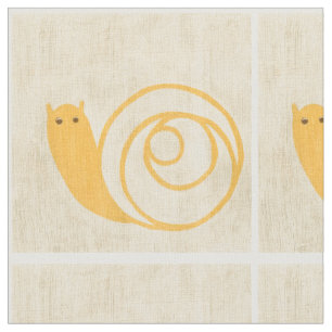 Yellow Snail on Cream Background Fabric