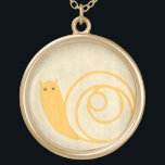Yellow Snail on Cream Background Gold Plated Necklace<br><div class="desc">This yellow snail is much cuter than real snails! An enchanting Chariklia Zarris print,  the cream background blends well with the yellow colour of the snail. A great piece to place on the wall of a child's room!</div>