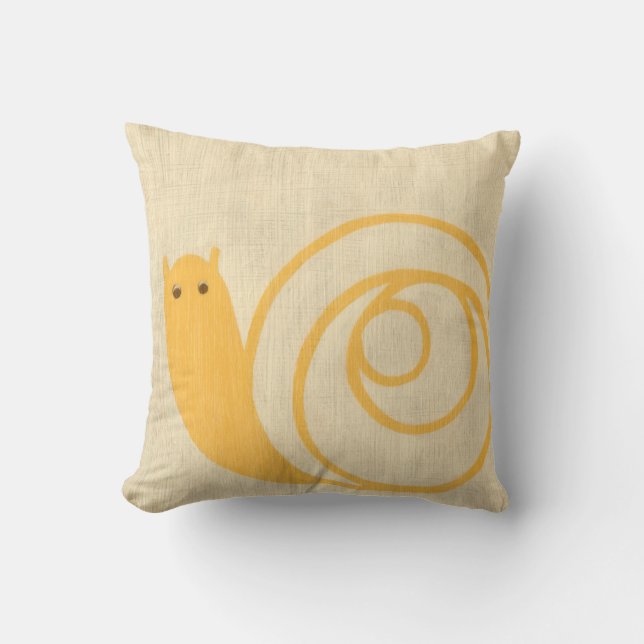 Yellow Snail on Cream Background Throw Pillow (Front)