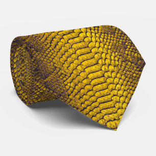 Yellow Snake Leather Texture Snakeskin Tie