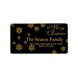 yellow Snowflake Christmas  address label