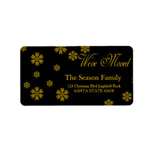 yellow Snowflake "we've moved" Christmas label