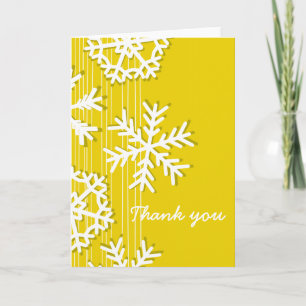 Yellow Snowflakes Christmas Thank You Card