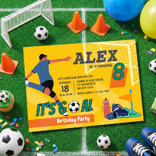 Yellow Soccer Birthday Kids Party Invitation