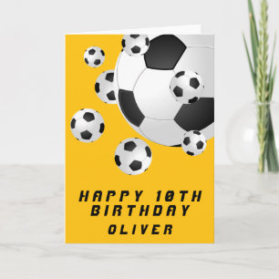 Yellow Soccer Football Ball Boy Happy Birthday Card
