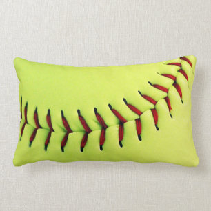 Yellow softball ball lumbar pillow