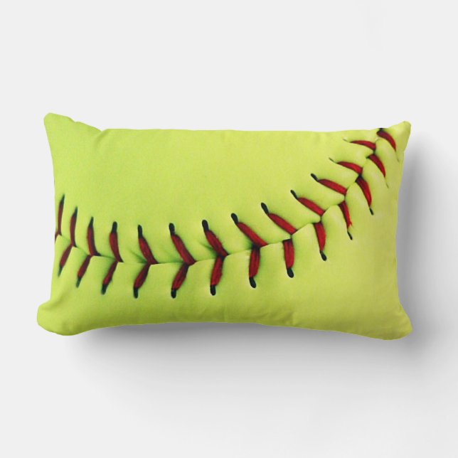 Yellow softball ball lumbar pillow (Front)