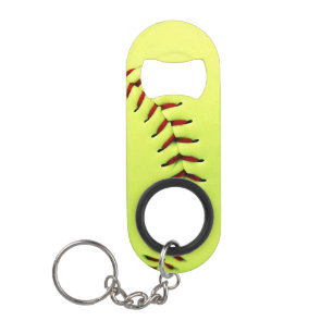 Yellow softball ball mini bottle opener